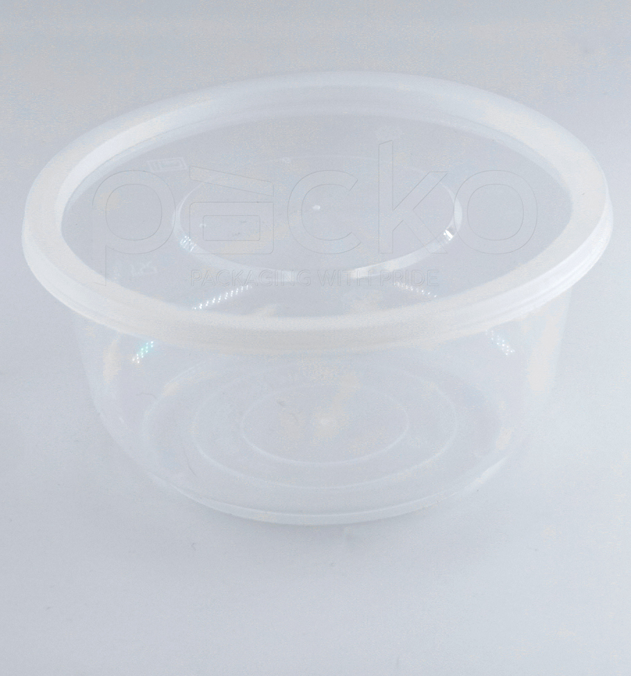 ถ้วยพลาสติกพรีเมี่ยมทรงกลม สีใส พร้อมฝา ขนาด 500 ml