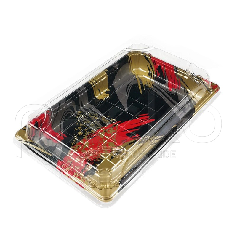 ถาดซูชิ ขนาด 18.5 x 12.9 x 2.3 cm. แดงทอง