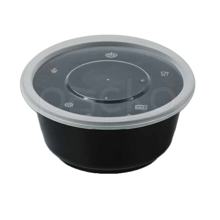 ชามพลาสติก PP 360 ml + ฝาปิด (ดำ)