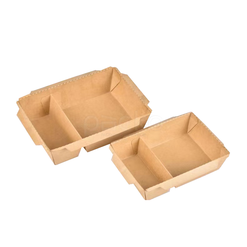 กล่องใส่อาหารคราฟท์สี่เหลี่ยม 2 ช่อง พร้อมฝา 900 ml.