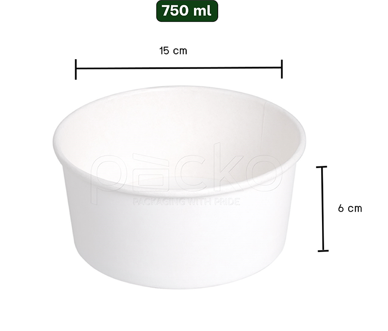 ถ้วยกระดาษคราฟท์ ขนาด 750มล. สีขาวพร้อมฝา PP