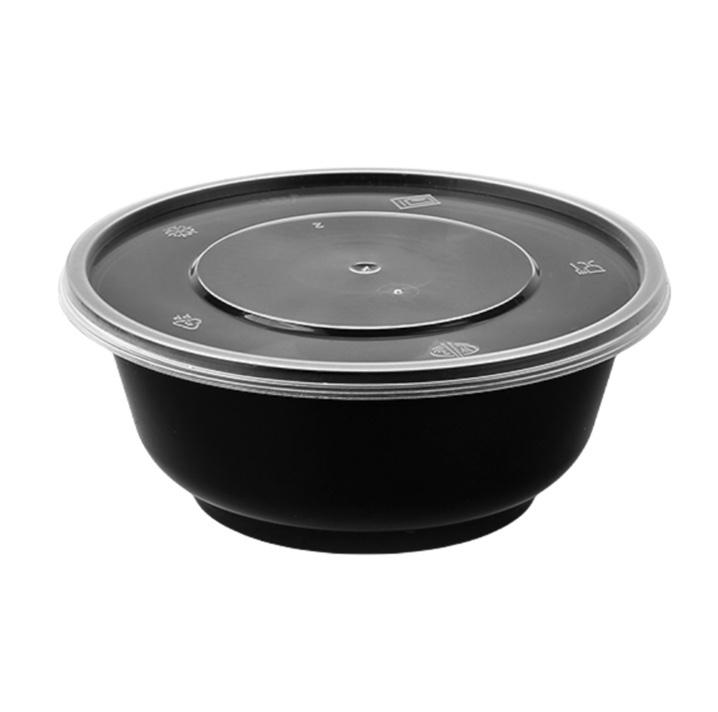 ชามพลาสติก PP 360 ml + ฝาปิด (ดำ)
