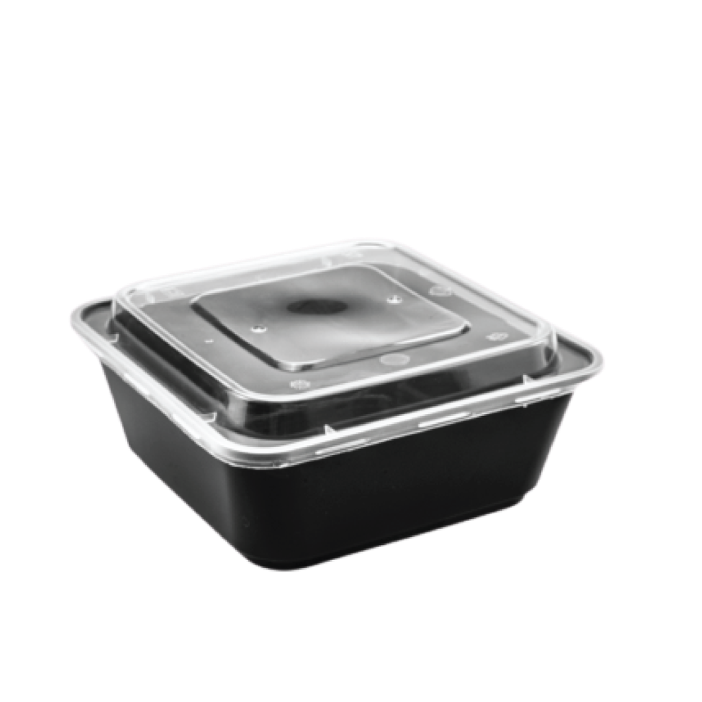กล่องอาหาร ทรงจตุรัส ขนาด 1000 ml. สีดำ