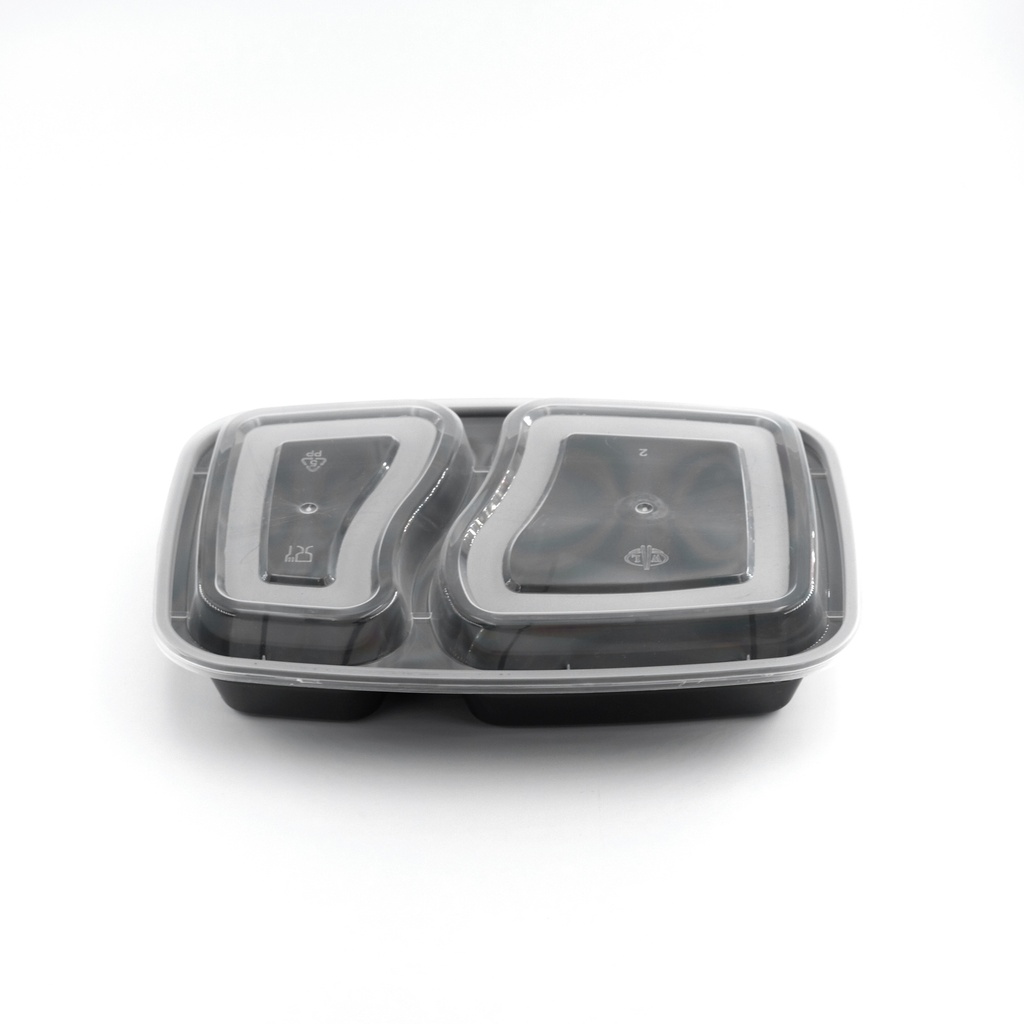 กล่องอาหาร 2 ช่อง สีดำ รุ่น 6828 ขนาด 1000 มล.