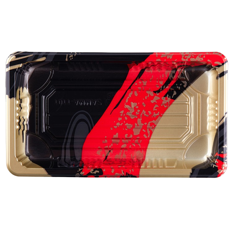 ถาดซูชิ ขนาด 16 x 9.1 x 2.3 cm. แดงทอง