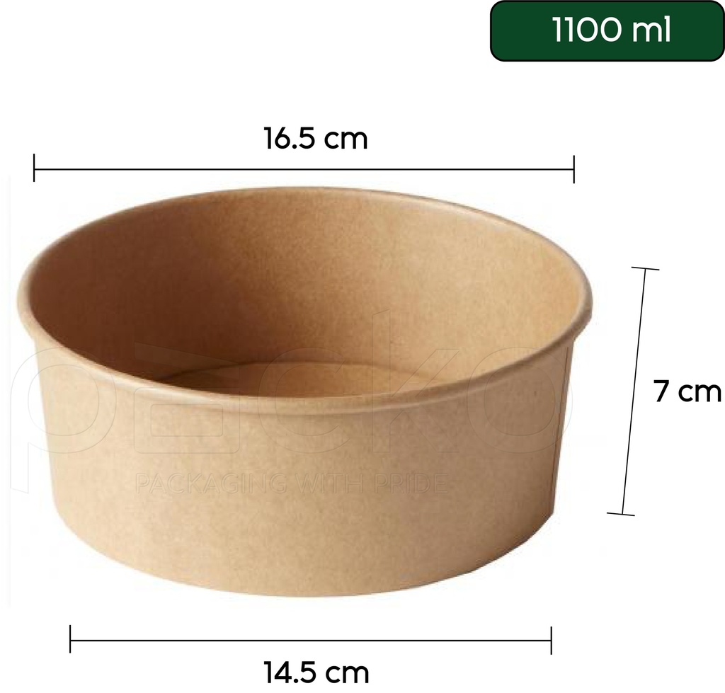 ถ้วยกระดาษคราฟท์ รักษ์โลก ขนาด 1100 ml.