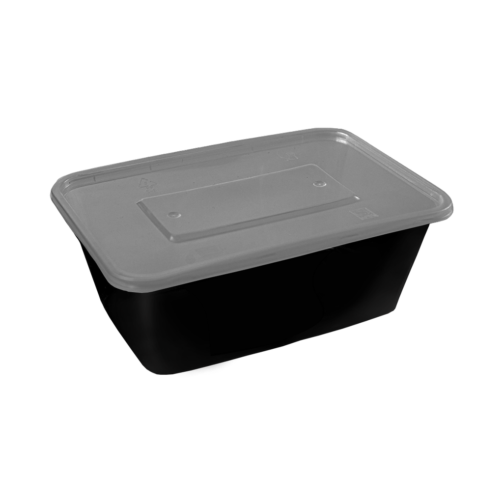 กล่องอาหารพลาสติกพร้อมฝา Premium ขนาด750 ml (ดำ)