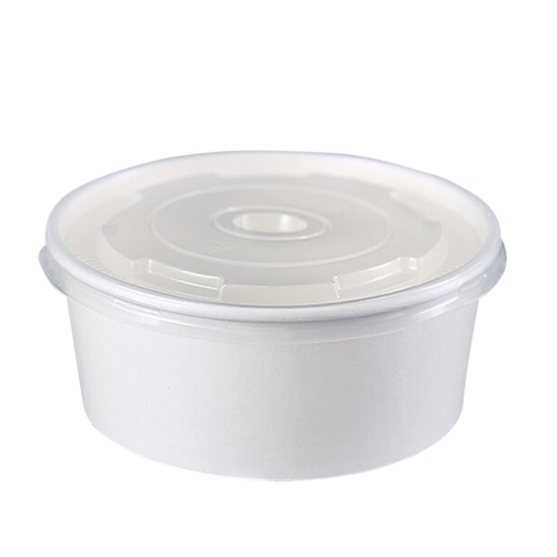 ถ้วยกระดาษคราฟท์ รักษ์โลก ขนาด 1100 ml. พร้อมฝาปิด PP (สีขาว)