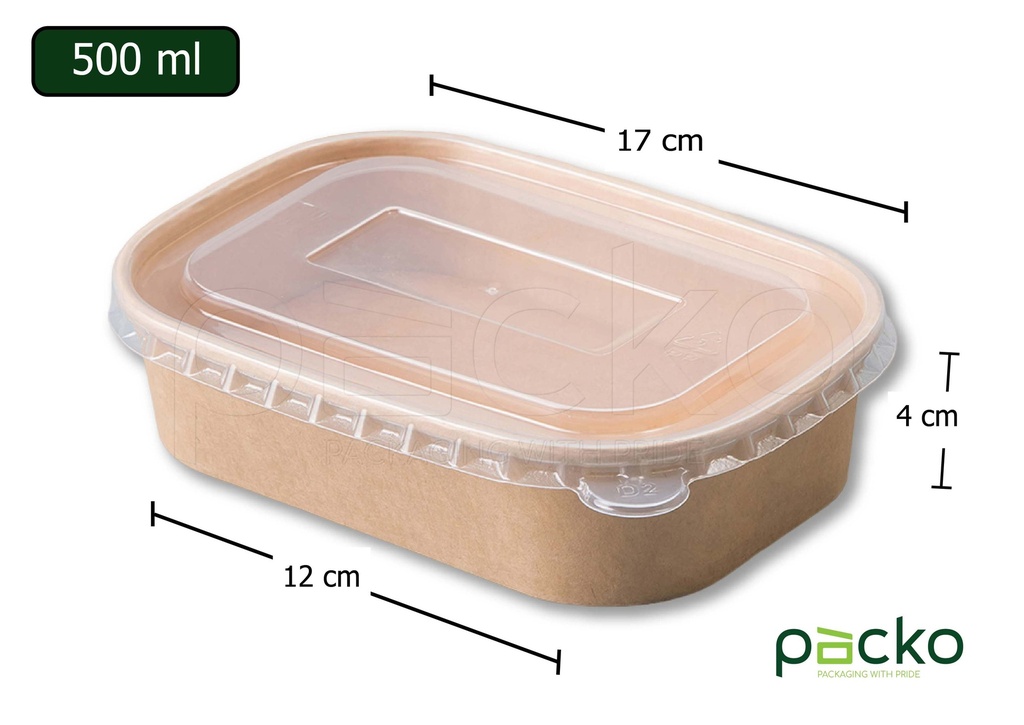 กล่องคราฟท์ทรงมนขนาด 580มล. 25 ชุดพร้อมฝา