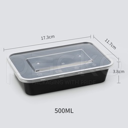 [BSD-F500B] กล่องสี่เหลี่ยมพลาสติก 500 ml (ดำ)