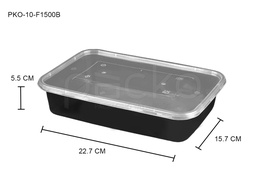 [F1500B] กล่องสี่เหลี่ยม 1500 ml. สีดำ