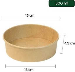 [12-H-500B] ถ้วยกระดาษคราฟท์ ขนาด 500มล.