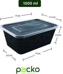 [BSD-F1000B] กล่องสี่เหลี่ยมพลาสติก 1000 ml (ดำ)