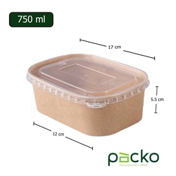[12-PP-B750B] กล่องคราฟท์ทรงมนขนาด 750มล. พร้อมฝาPP