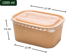 [PP-B1000B] กล่องกระดาษคราฟท์ทรงรี Premium ขนาด 1000 ml. พร้อมฝา PP