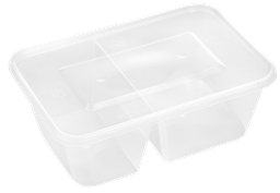 [Save-F1000-2X] กล่องใส่อาหารสี่เหลี่ยม รุ่น Save ขนาด 1000มล. 2 ช่อง สีใส