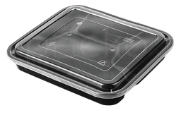 [SF1000-4B] กล่องอาหารพรีเมี่ยม 4 ช่อง ขนาด 1000 ml. สีดำ