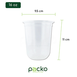 [PACKO-CUP-PP 16oz Capsule 95] แก้ว PACKO PP ทรงแคปซูล ขนาด 16oz ปาก 95 mm.
