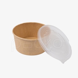 [PP-H1000B] ถ้วยกระดาษคราฟท์ รักษ์โลก ขนาด 1000 ml. พร้อมฝาปิด PP
