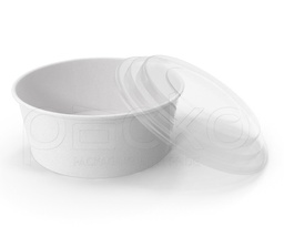 [12-PET-H750] ถ้วยกระดาษคราฟท์ ขนาด 750มล. สีขาวพร้อมฝา PET