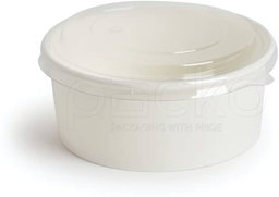 [12-PET-H1100] ถ้วยกระดาษคราฟท์ รักษ์โลก สีขาว ขนาด 1100 ml. พร้อมฝาปิด PET