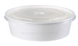 [PP-H1300] ถ้วยกระดาษคราฟท์ รักษ์โลก สีขาว ขนาด 1300 ml. พร้อมฝาปิด PP