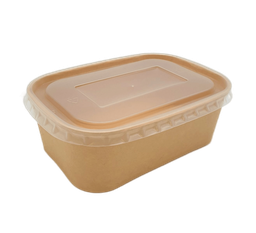 [12-PET-B750B] กล่องคราฟท์ ทรงมนขนาด 750มล. พร้อมฝา PET