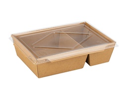 [12-TA-1600B] กล่องกระดาษคราฟท์  2 ช่อง พร้อมฝาปิด 1600 ml