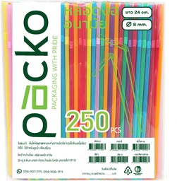 [Straw-8/24-Mix] หลอดงอ 824 คละสิ 8mm. ยาว 24cm. 
